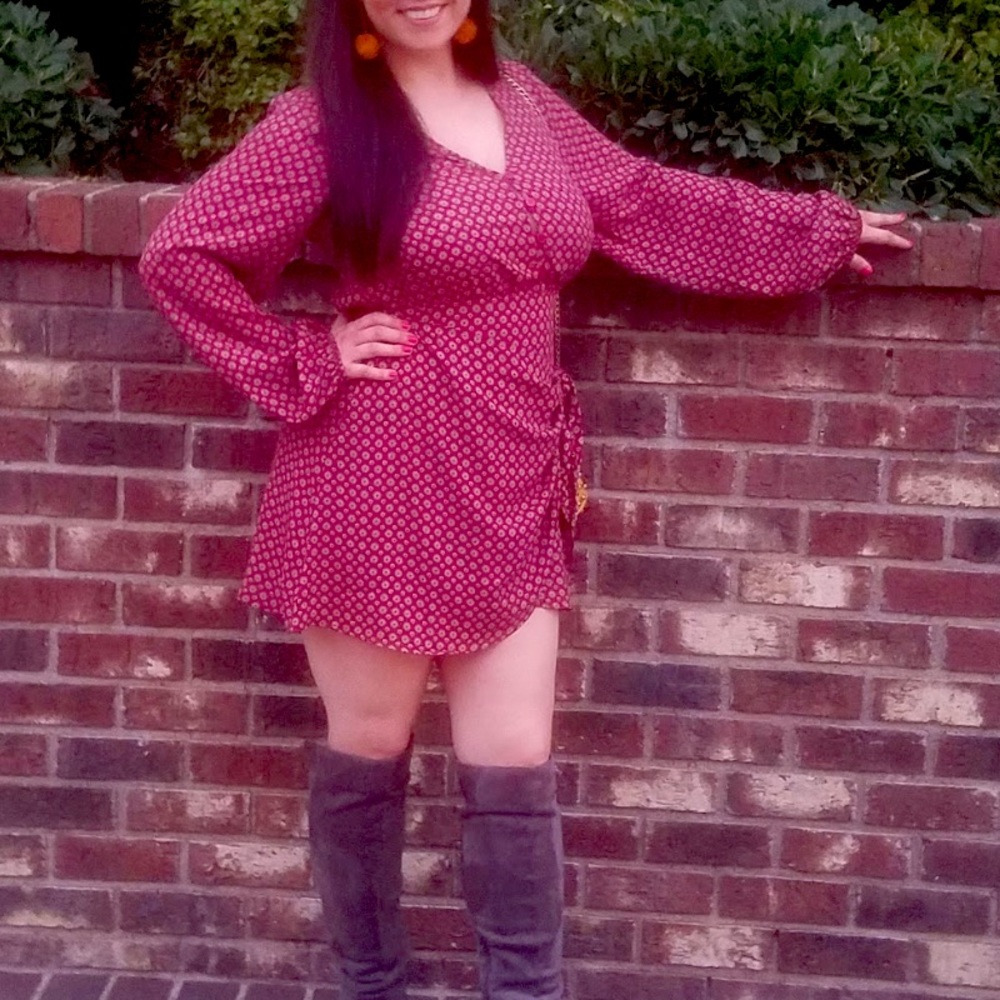 V Neck Wrap Dress
